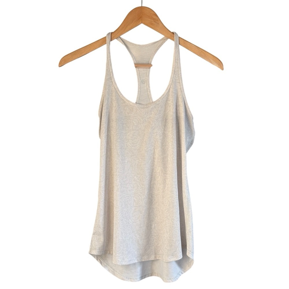 Lululemon Womens White Pattern Racerback Love Tank Top Size 4